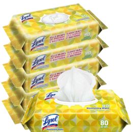 LYSOL Wipes Disinfecting Handi-Pack 80 Counts PACK OF 6 (480 wipes total) EPA