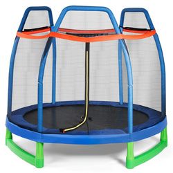 7FT Kids Trampoline W/ Safety Enclosure Net